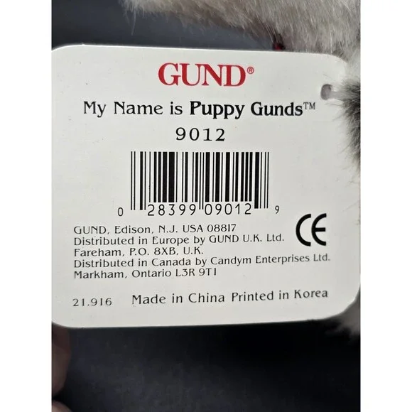 Vtg GUND 1993 Husky w/ Plaid Bow 6” Mini Stuffed Animal Plush Dog W/ Tag Puppy - Picture 12 of 14